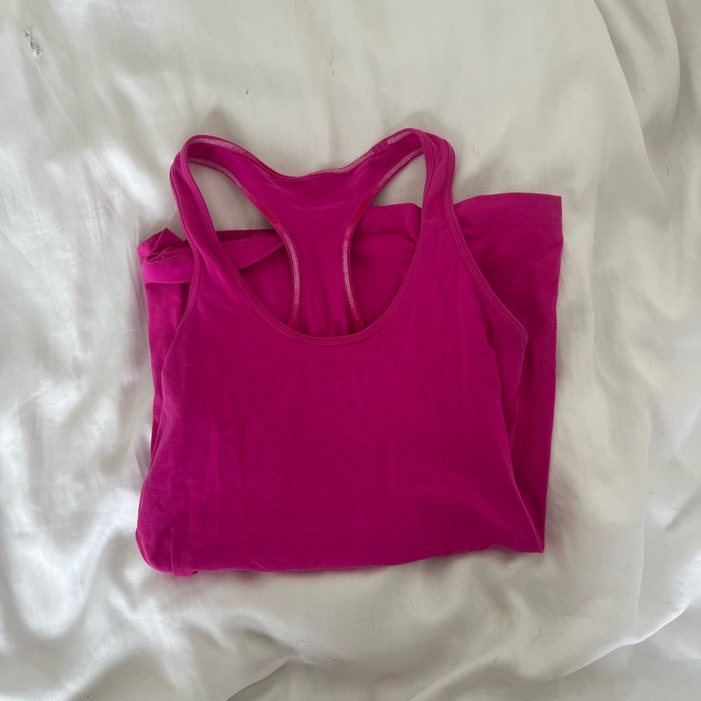 Sonic pink lululemon long workout Tank Top